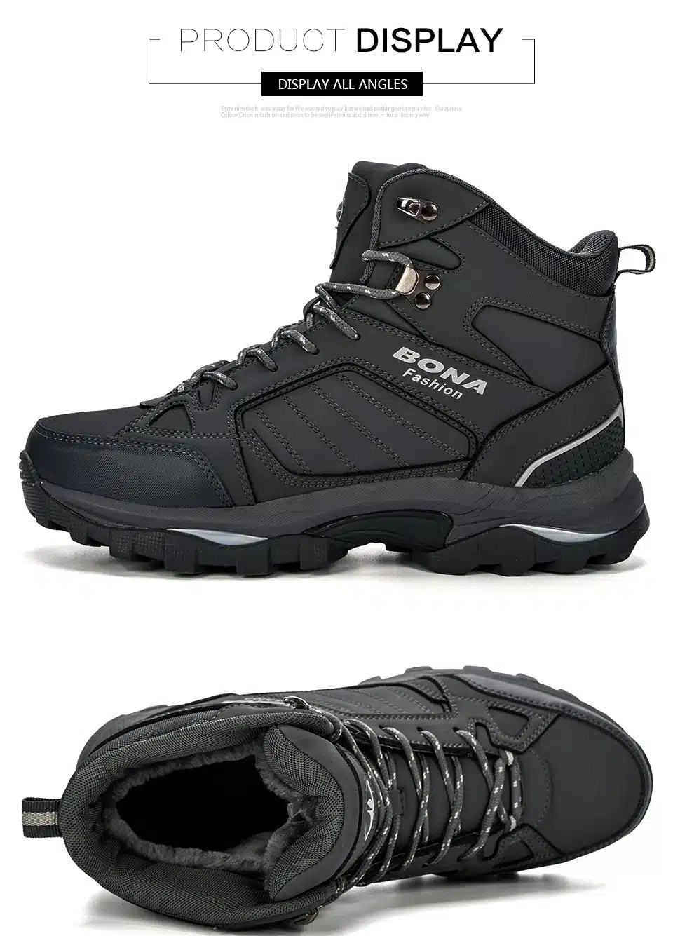 BONA Men Boots Anti-Skidding Leather Shoes Men Popular Comfy Spring Autumn Men Shoes Short Plush Snow Boots Durable Outsole 17