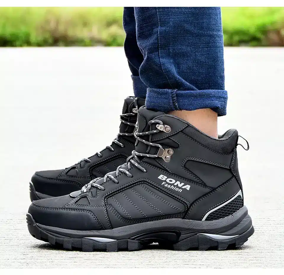 BONA Men Boots Anti-Skidding Leather Shoes Men Popular Comfy Spring Autumn Men Shoes Short Plush Snow Boots Durable Outsole 19