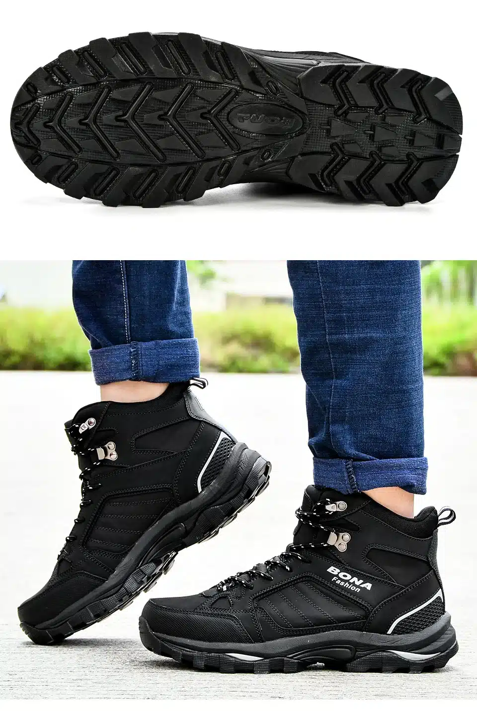 BONA Men Boots Anti-Skidding Leather Shoes Men Popular Comfy Spring Autumn Men Shoes Short Plush Snow Boots Durable Outsole 22