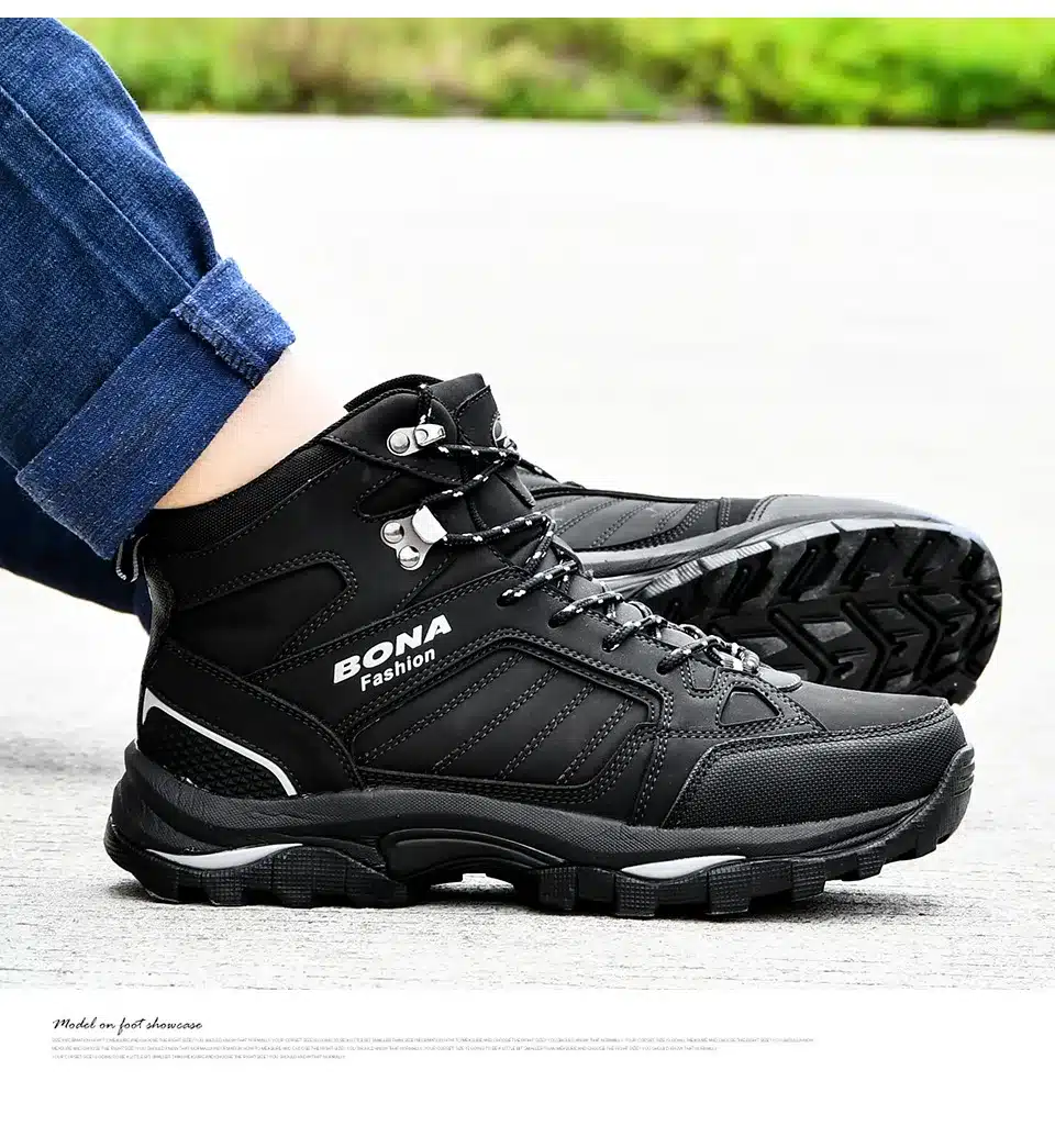 BONA Men Boots Anti-Skidding Leather Shoes Men Popular Comfy Spring Autumn Men Shoes Short Plush Snow Boots Durable Outsole 24