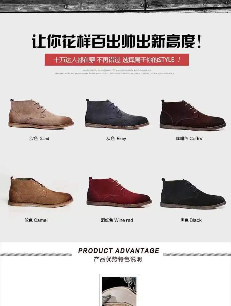 Classic genuine leather tooling boots crazy horse leather martin boots men fashion desert boots popular high top leather shoes 5