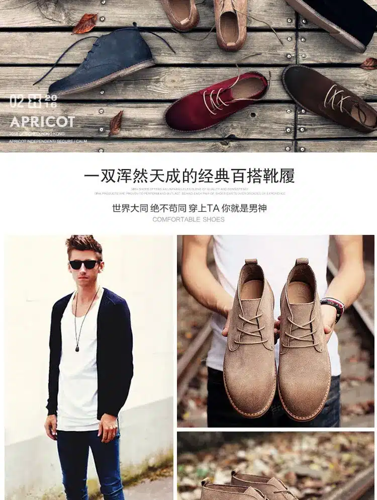 Classic genuine leather tooling boots crazy horse leather martin boots men fashion desert boots popular high top leather shoes 11