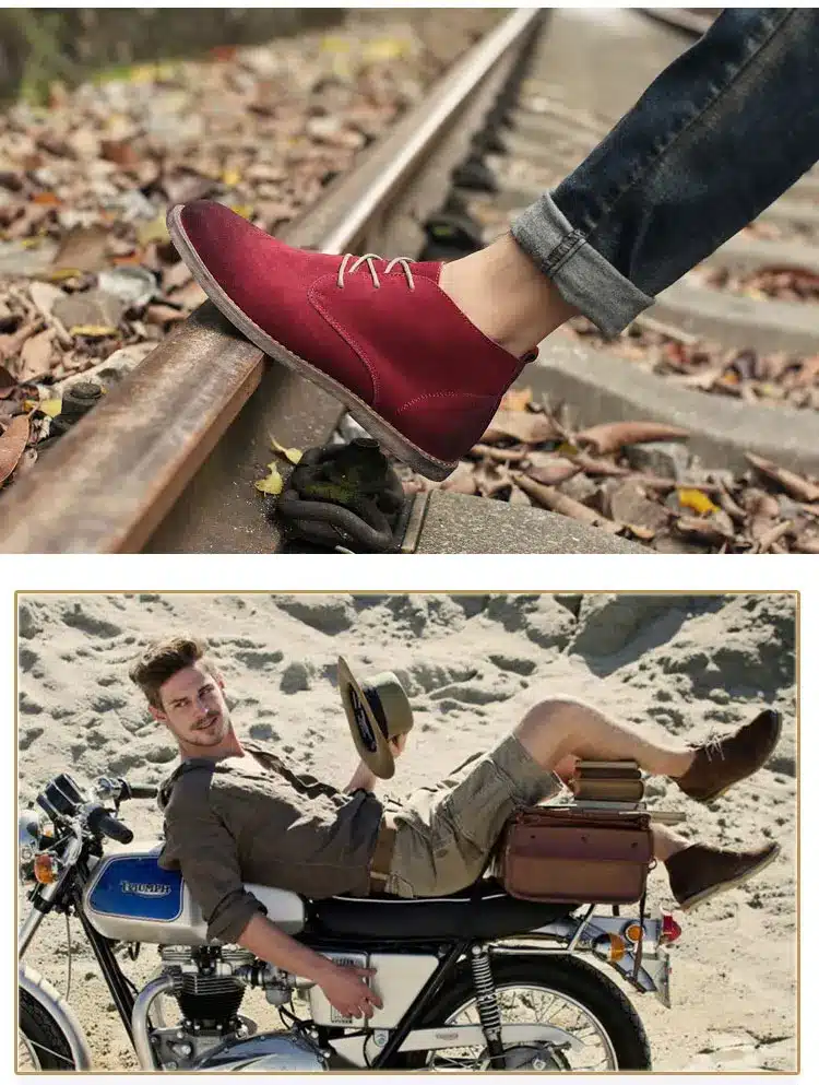 Classic genuine leather tooling boots crazy horse leather martin boots men fashion desert boots popular high top leather shoes 14