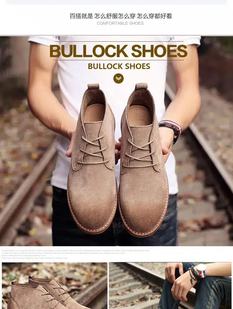 Classic genuine leather tooling boots crazy horse leather martin boots men fashion desert boots popular high top leather shoes 15