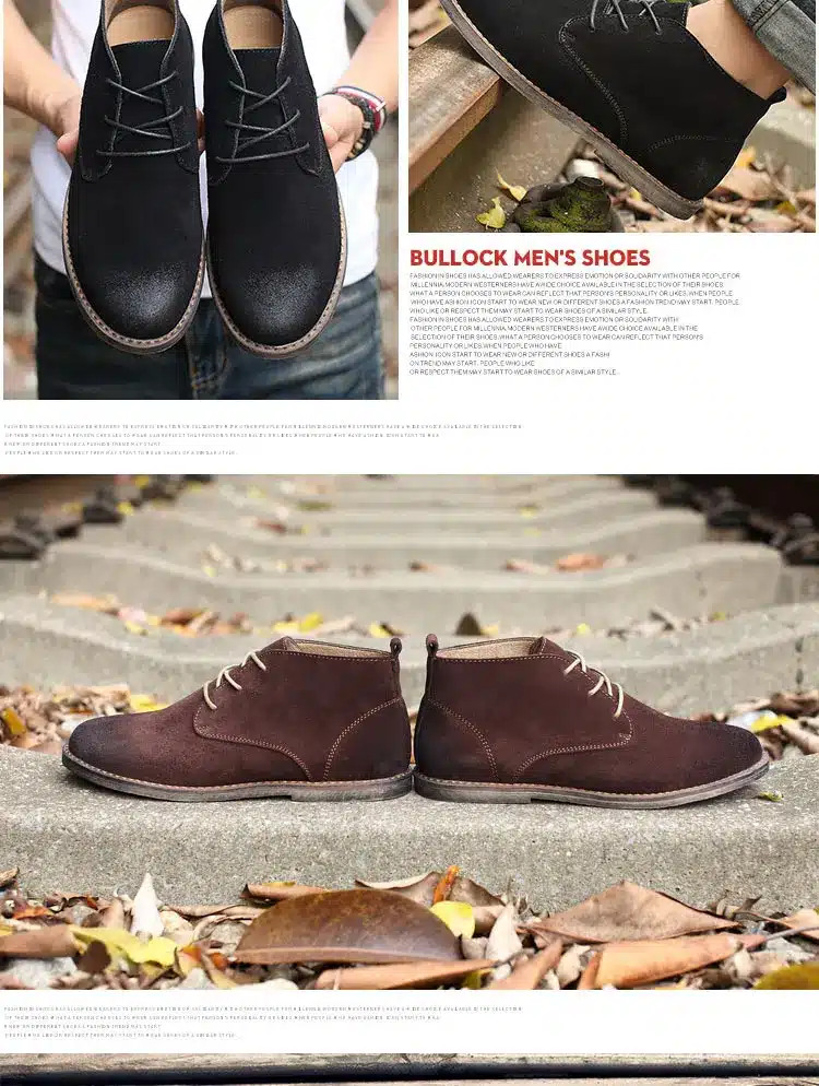 Classic genuine leather tooling boots crazy horse leather martin boots men fashion desert boots popular high top leather shoes 17