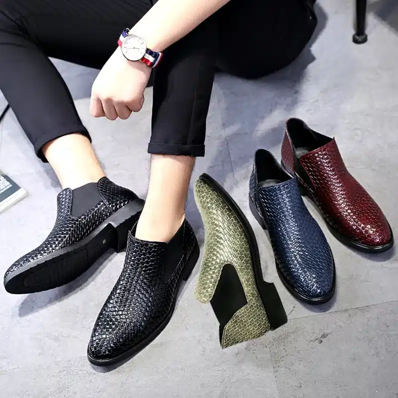 ZYYZYM Men Chelsea Boots Spring Autumn Hand Knit High help Style Waterproof Classic Fashion Leather Boots Men Shoes 38-48 8
