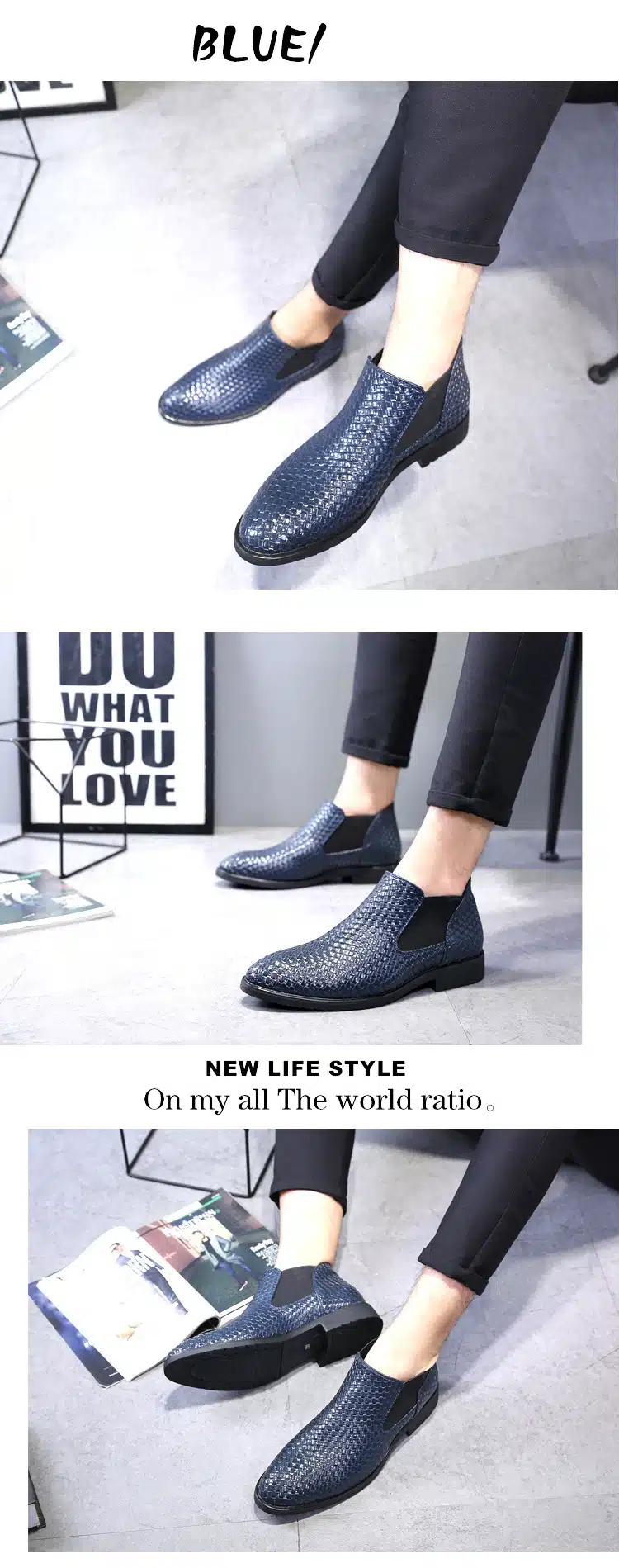 ZYYZYM Men Chelsea Boots Spring Autumn Hand Knit High help Style Waterproof Classic Fashion Leather Boots Men Shoes 38-48 9