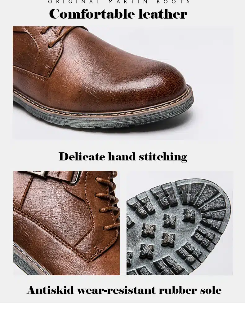 Misalwa Men's Retro Ankle Dress Boot High Top Oxford Safety Shoe Man Russian Style Zipper Anti-Skidding Leather Tactical Boots 12