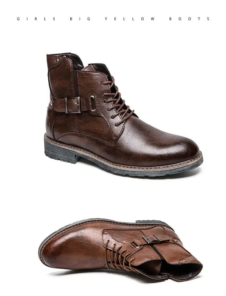 Misalwa Men's Retro Ankle Dress Boot High Top Oxford Safety Shoe Man Russian Style Zipper Anti-Skidding Leather Tactical Boots 20