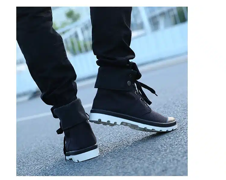 Merkmak Canvas Shoes Men Boots Leisure High Top Ankle for Male Flats Footwear Casual Spring Autumn Camouflage Blue Wholesale 17