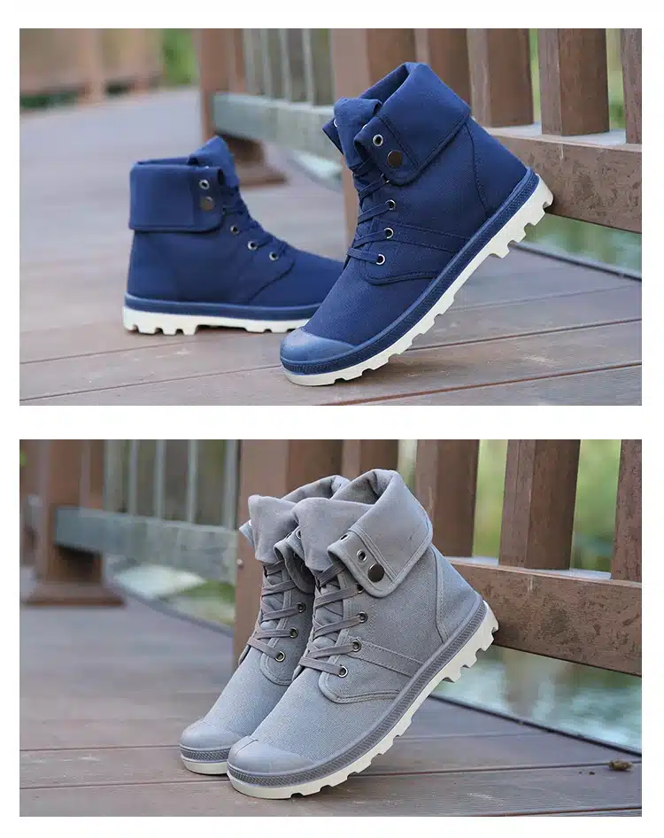 Merkmak Canvas Shoes Men Boots Leisure High Top Ankle for Male Flats Footwear Casual Spring Autumn Camouflage Blue Wholesale 21