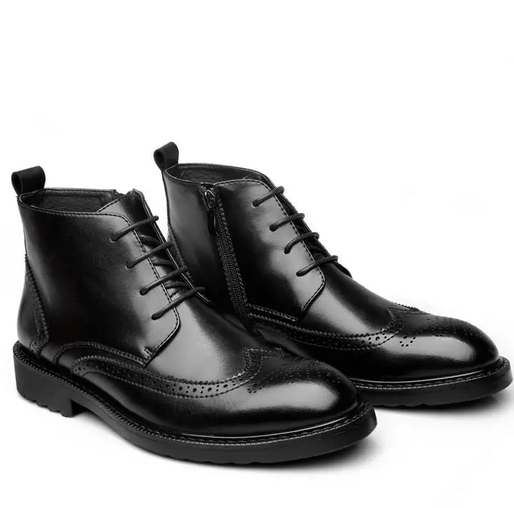 YIGER NEW Men Boots Genuine Leather Boots Large Size Men Casual Boots Lace-Up Bullock Boots Men Black Spring/Autumn Shoes 0007 17