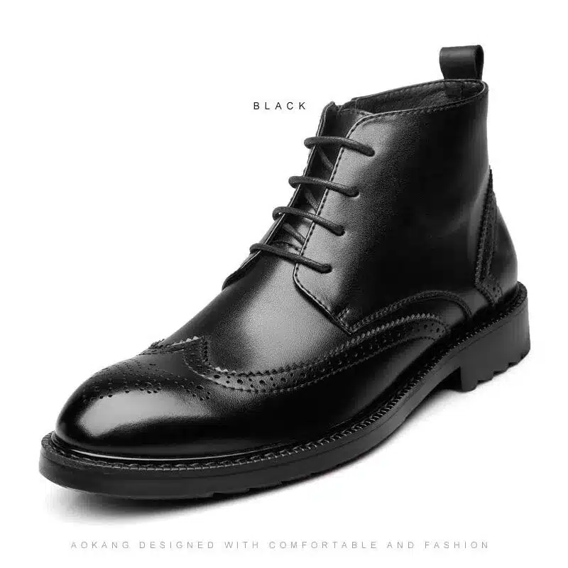 YIGER NEW Men Boots Genuine Leather Boots Large Size Men Casual Boots Lace-Up Bullock Boots Men Black Spring/Autumn Shoes 0007 18