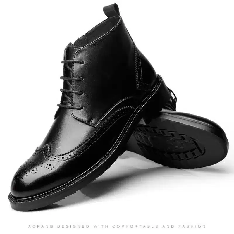 YIGER NEW Men Boots Genuine Leather Boots Large Size Men Casual Boots Lace-Up Bullock Boots Men Black Spring/Autumn Shoes 0007 19