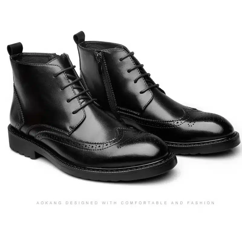 YIGER NEW Men Boots Genuine Leather Boots Large Size Men Casual Boots Lace-Up Bullock Boots Men Black Spring/Autumn Shoes 0007 21
