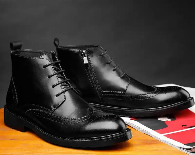 YIGER NEW Men Boots Genuine Leather Boots Large Size Men Casual Boots Lace-Up Bullock Boots Men Black Spring/Autumn Shoes 0007 26