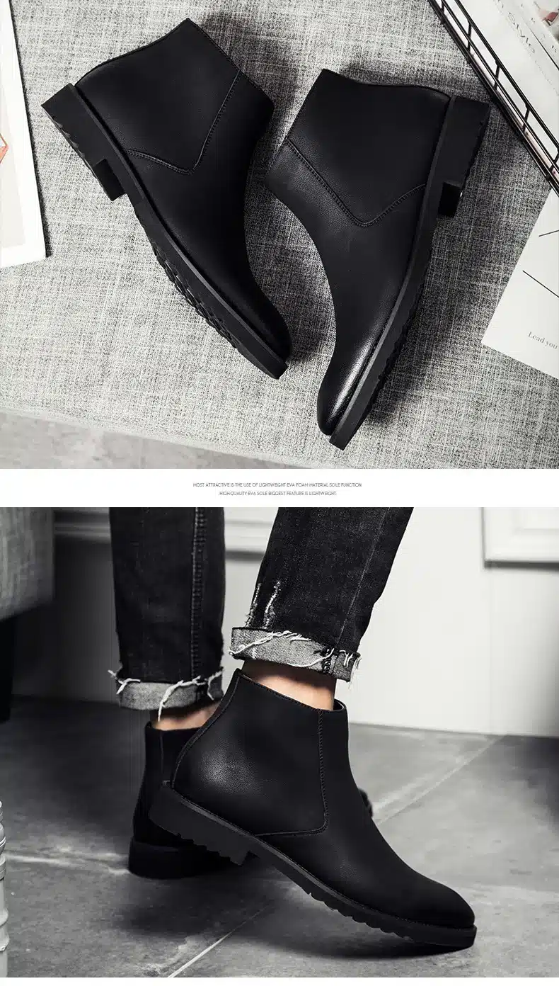 Pointed Toe Genuine Leather Men Boots Convenient Zip Business Dress Boots Shoes Men Black Brown British Fashion Ankle Boots 16