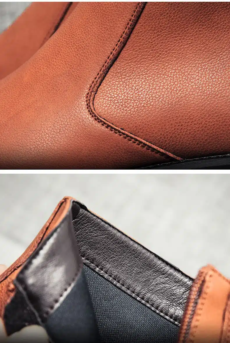 Pointed Toe Genuine Leather Men Boots Convenient Zip Business Dress Boots Shoes Men Black Brown British Fashion Ankle Boots 33