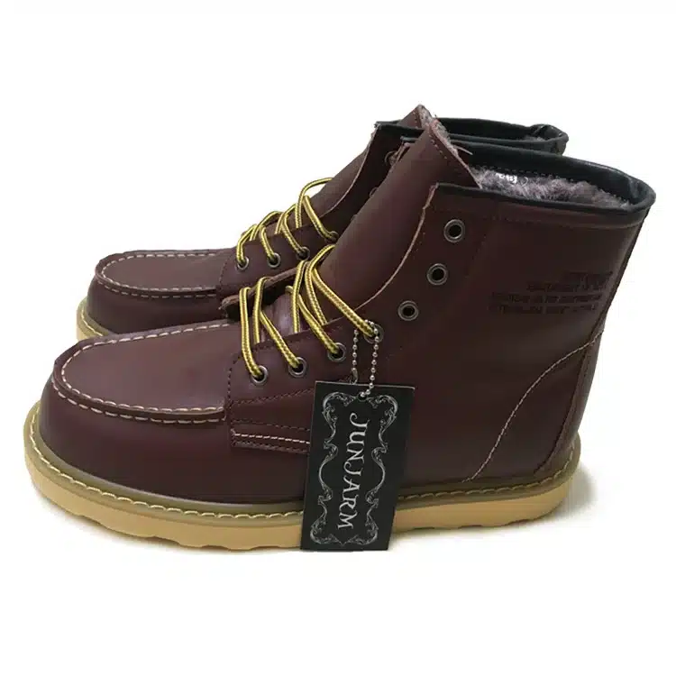 JUNJARM Men Ankle Boots Genuine Leather Mens Work Boots Fashion Men Leather Boots High Quality Black Men Winter Shoes 19