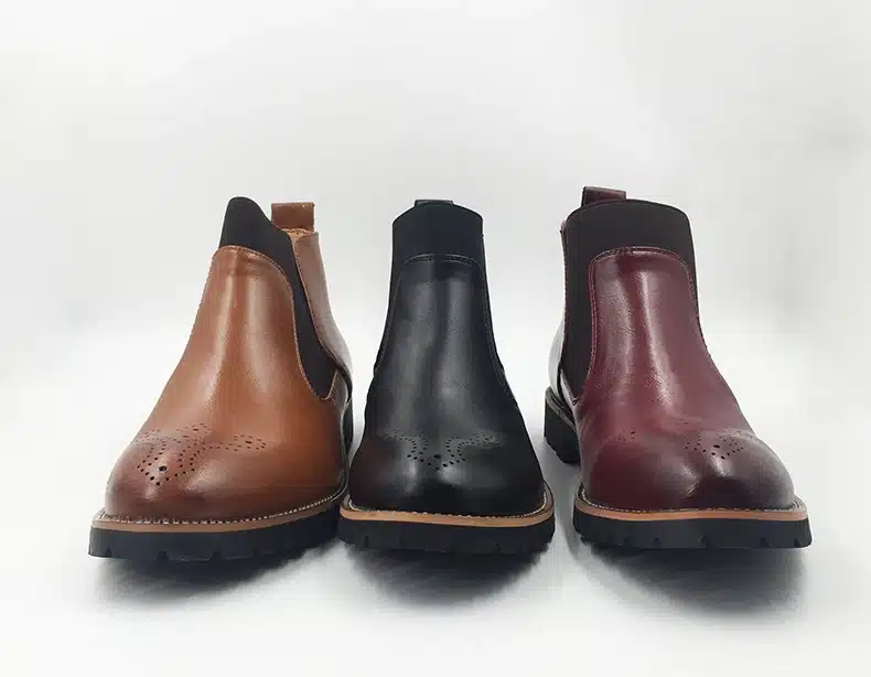 MRCCS Winter Fur/Spring Men's Chelsea Boots,British Style Fashion Ankle Boots,Black/Brown/Red Brogues Soft Leather Casual Shoes 4