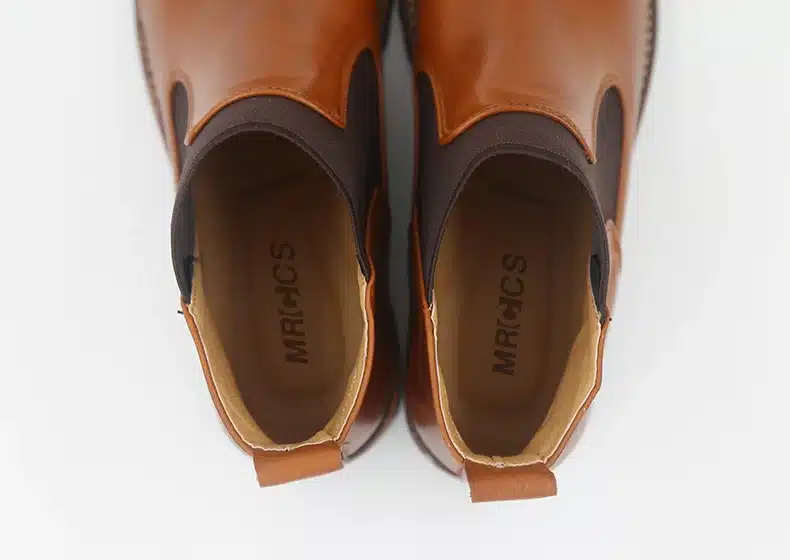 MRCCS Winter Fur/Spring Men's Chelsea Boots,British Style Fashion Ankle Boots,Black/Brown/Red Brogues Soft Leather Casual Shoes 5