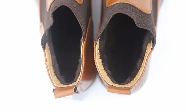 MRCCS Winter Fur/Spring Men's Chelsea Boots,British Style Fashion Ankle Boots,Black/Brown/Red Brogues Soft Leather Casual Shoes 6