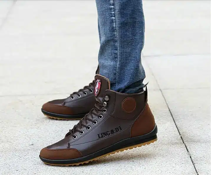 New 2018 Men Leather Boots Fashion Autumn Winter Warm Cotton Brand Ankle Boots Lace Up Men Shoes Footwear Casual Drop Shipping 18