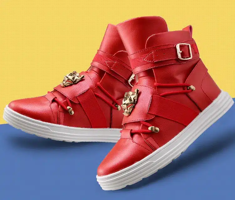 GZ Punk Rivet metal Hip Hop boots Men White Solid Dance Platform Flats Fashion buckle High Top Zapatillas Hombre #39 4