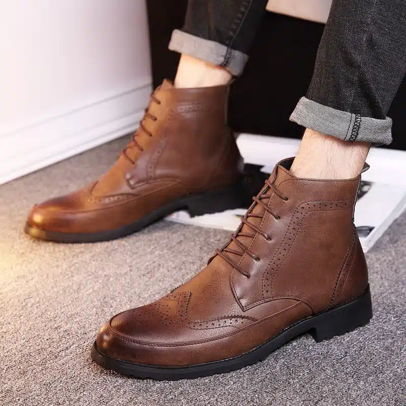 Hot 2016 Fashion Men Shoes Spring Autumn Ankle Boots Men Comfortable Brogue Shoes Men Casual Male Martin Boots Plus Size38-43 23