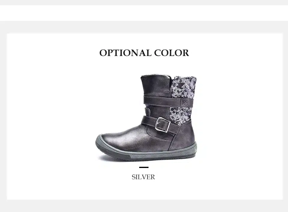 Hellenia soft Mid Calf boots kids girls boys Children Shoes eco Leather short plush lining autumn winter silver grey size 27-32 11