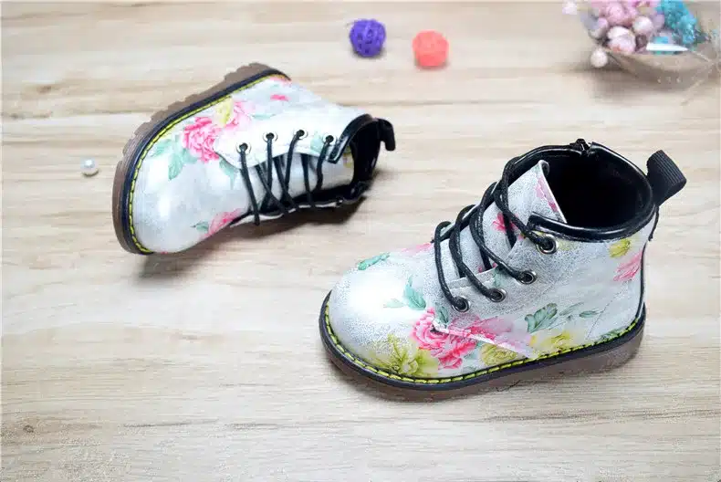 Kids Boots For Girls 2018 Spring Children Shoes Leather Flower Baby Rubber Boots Waterproof Fashion Martin Girls Boots 21-30 12