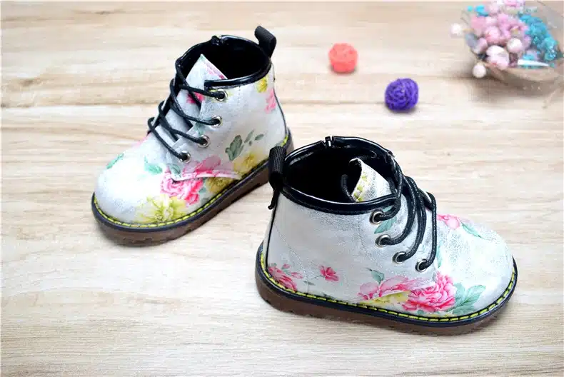 Kids Boots For Girls 2018 Spring Children Shoes Leather Flower Baby Rubber Boots Waterproof Fashion Martin Girls Boots 21-30 13