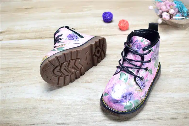 Kids Boots For Girls 2018 Spring Children Shoes Leather Flower Baby Rubber Boots Waterproof Fashion Martin Girls Boots 21-30 14