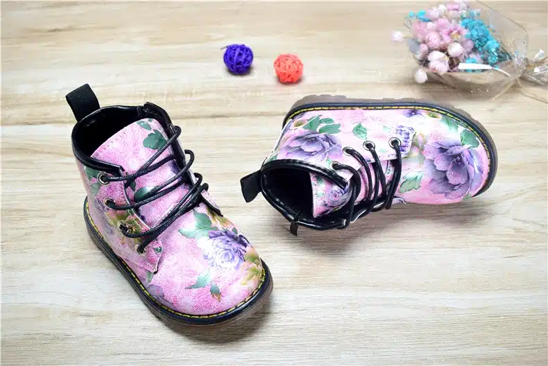Kids Boots For Girls 2018 Spring Children Shoes Leather Flower Baby Rubber Boots Waterproof Fashion Martin Girls Boots 21-30 15