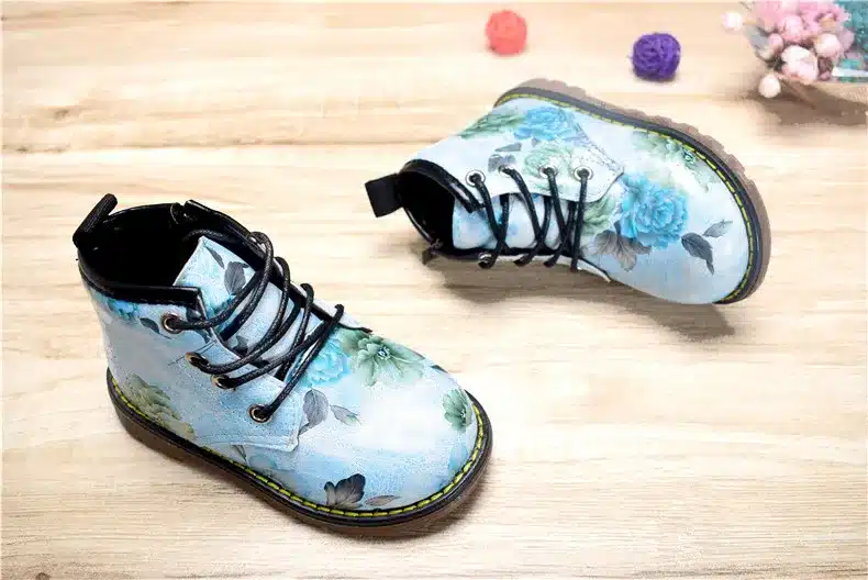 Kids Boots For Girls 2018 Spring Children Shoes Leather Flower Baby Rubber Boots Waterproof Fashion Martin Girls Boots 21-30 17