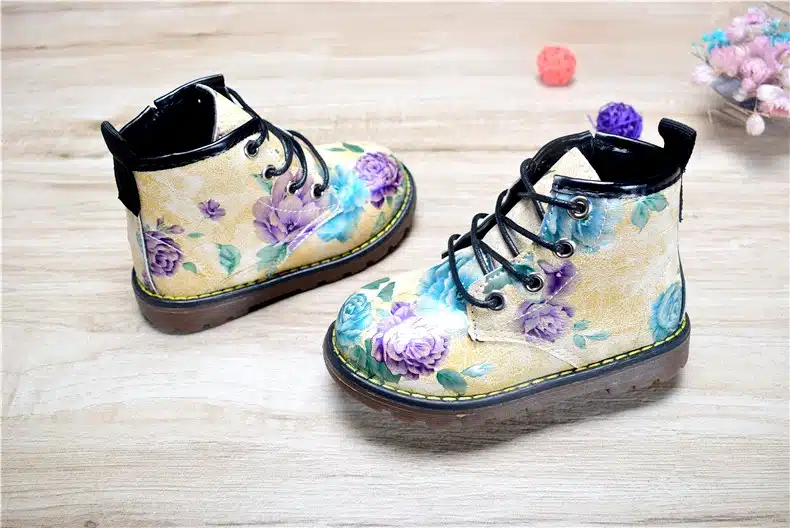 Kids Boots For Girls 2018 Spring Children Shoes Leather Flower Baby Rubber Boots Waterproof Fashion Martin Girls Boots 21-30 20