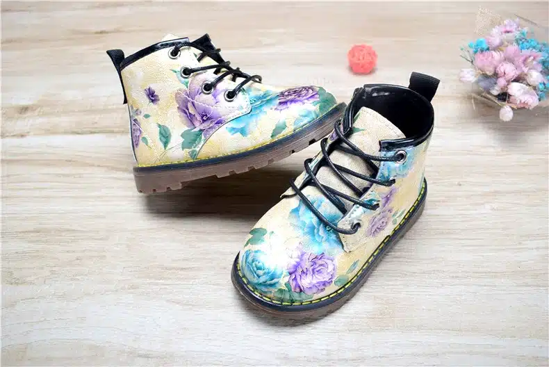 Kids Boots For Girls 2018 Spring Children Shoes Leather Flower Baby Rubber Boots Waterproof Fashion Martin Girls Boots 21-30 21