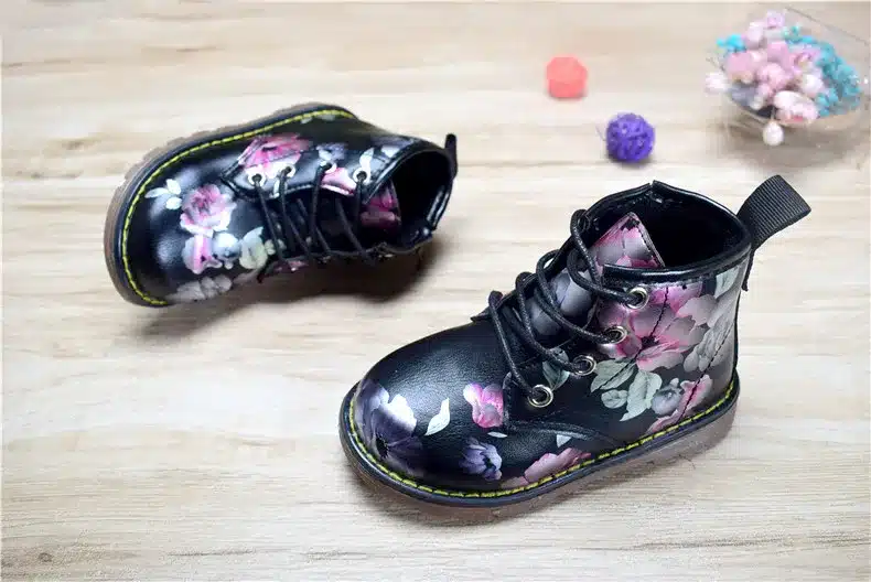 Kids Boots For Girls 2018 Spring Children Shoes Leather Flower Baby Rubber Boots Waterproof Fashion Martin Girls Boots 21-30 23