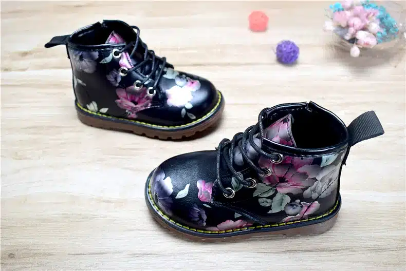 Kids Boots For Girls 2018 Spring Children Shoes Leather Flower Baby Rubber Boots Waterproof Fashion Martin Girls Boots 21-30 24