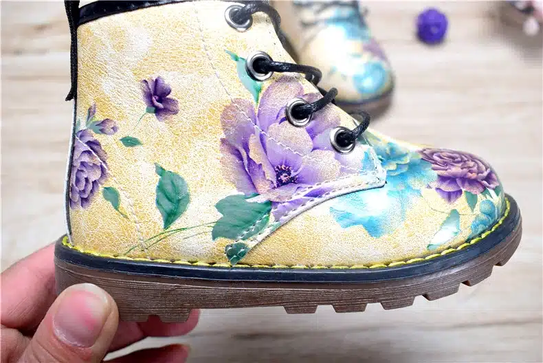 Kids Boots For Girls 2018 Spring Children Shoes Leather Flower Baby Rubber Boots Waterproof Fashion Martin Girls Boots 21-30 28