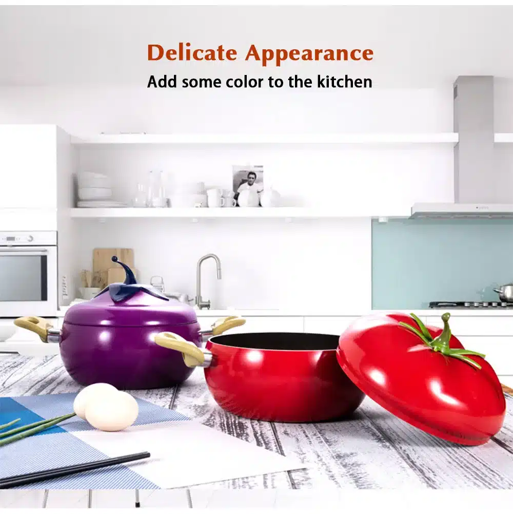 3 layers Aluminum Kitchen Soup Pot Non-stick Fruit Sauce Pan Boiler Tomato Shape No Fumes Household Cooking Tools Kitchenware 10