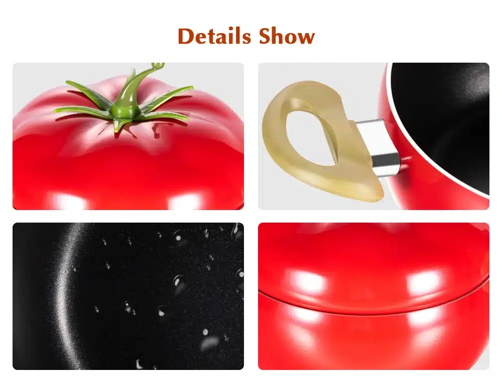 3 layers Aluminum Kitchen Soup Pot Non-stick Fruit Sauce Pan Boiler Tomato Shape No Fumes Household Cooking Tools Kitchenware 11
