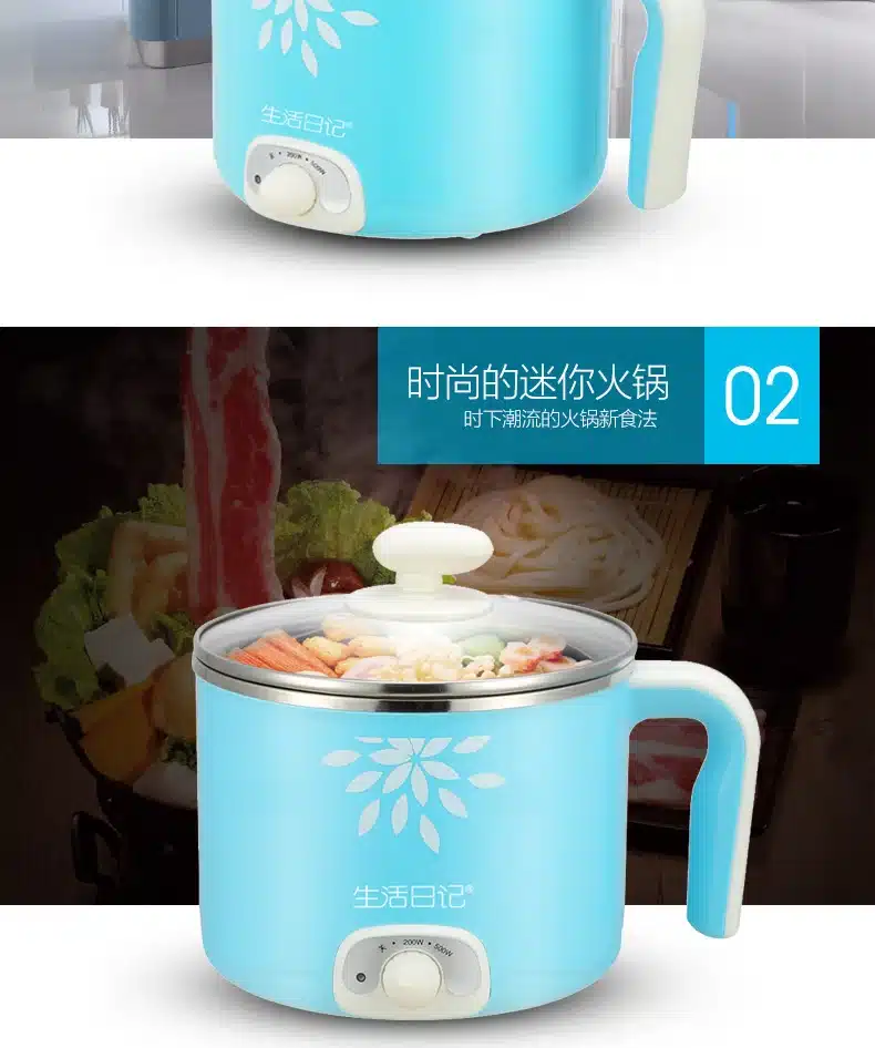 2017 Limited Stainless Pot Kitchen Appliances1.5l Small-power Mini Multifunction Stainless Cooker Fondue With A Steamer Hot Pot 7