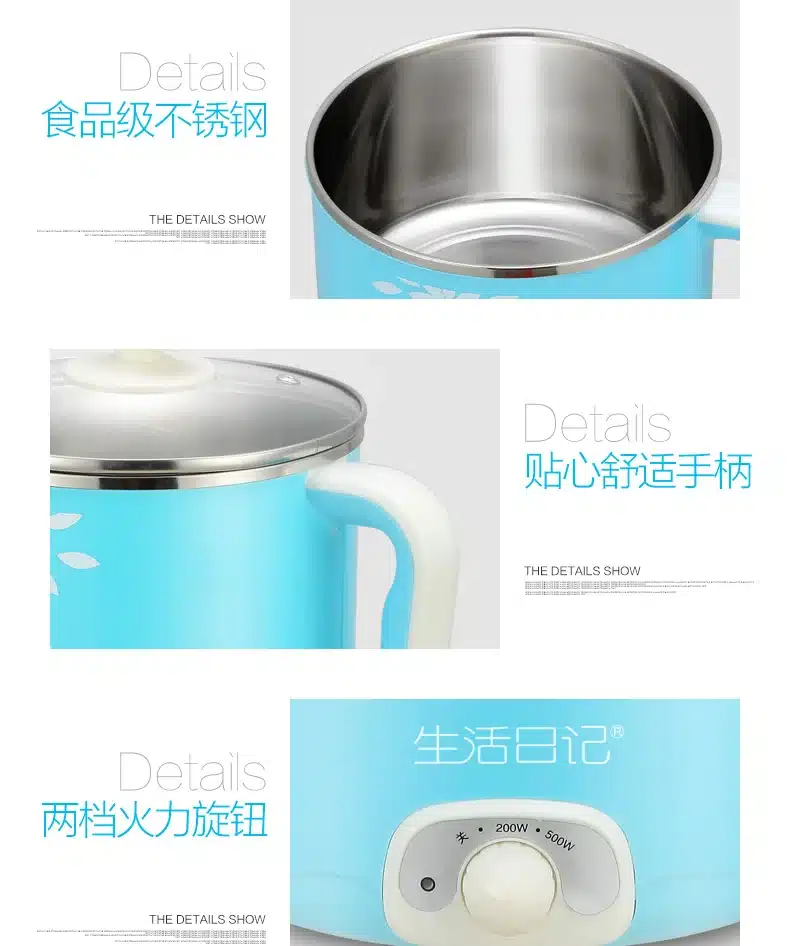 2017 Limited Stainless Pot Kitchen Appliances1.5l Small-power Mini Multifunction Stainless Cooker Fondue With A Steamer Hot Pot 14