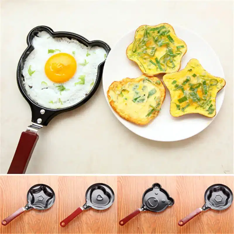 Creative breakfast love bear shell fried egg pot kitchen mini flat bottom non-stick pan DIY frying pan mold smokeless omelette 13