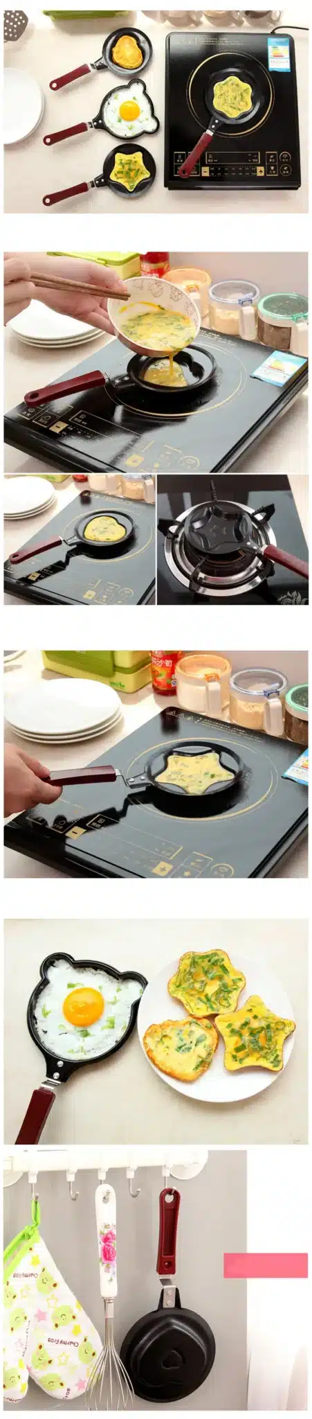 Creative breakfast love bear shell fried egg pot kitchen mini flat bottom non-stick pan DIY frying pan mold smokeless omelette 17
