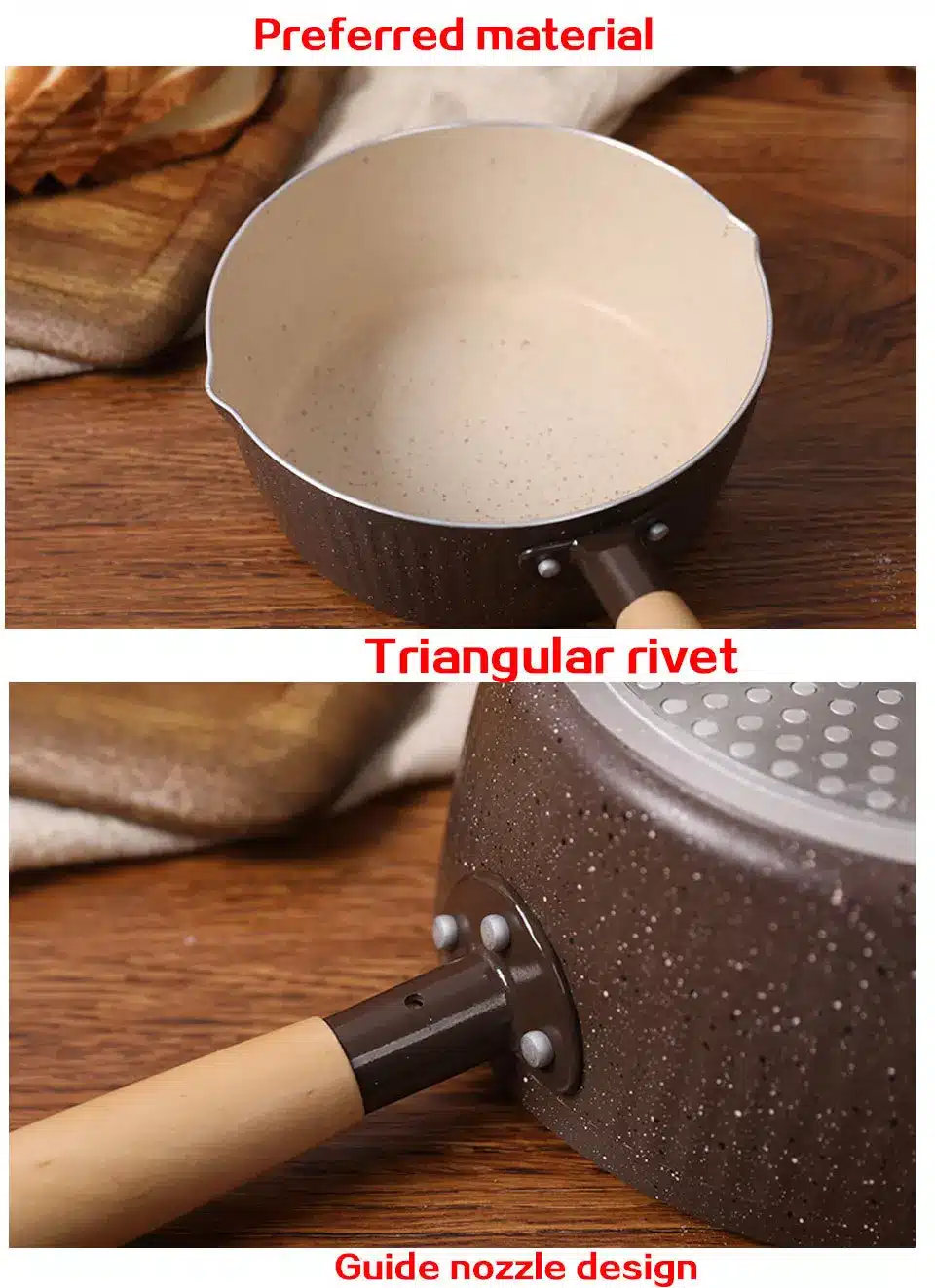 CAKEHOUD Kitchen Cooking Pot Maifan Stone Non-stick Cook Noodles Hot Milk Japanese-style Snow Pan Cooker Universal Cookware 14