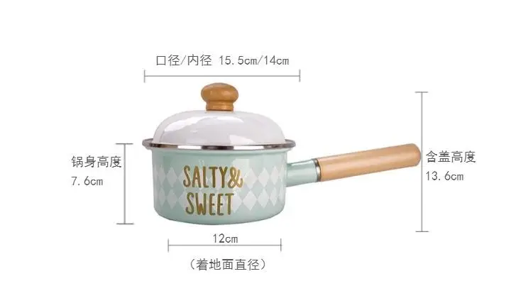 New Enamel Milk Pot Ins Wind 16cm Hot Pot Rice Paste Kitchen Pot Thickened Gas Induction Cooker General Cooking Pot and Pan Set 10