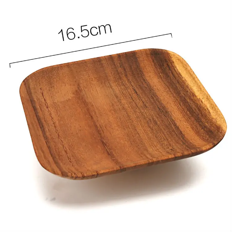 1Pc Square Kitchen Plate Small Wooden Tray Sushi Plate Wood Serving Dishes for Cake Dessert Fruit Tray Wooden Utensils Tableware 11
