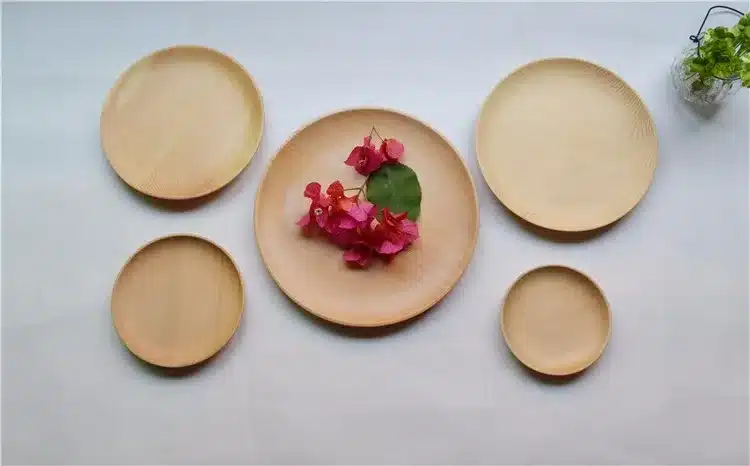 Round Wooden Dinner Plate Party Serving Tray Small Dishes Cake Plate Fir Wood Tableware Kitchen Accessories Japan Style 9